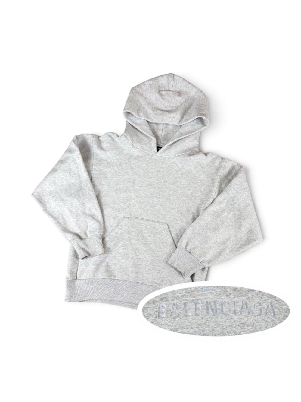 Balenciaga Hoodie Short Length Logo Embroidery Gray Sweatshirt
